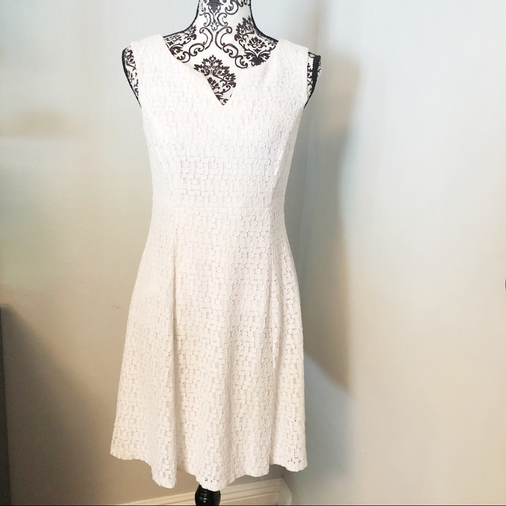 Connected Apparel White Lace A-Line Dress